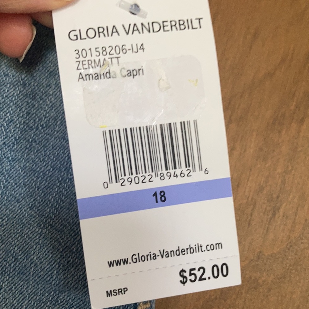 Gloria Vanderbilt Amanda Capri jean classic rise size 18 - Picture 10 of 17
